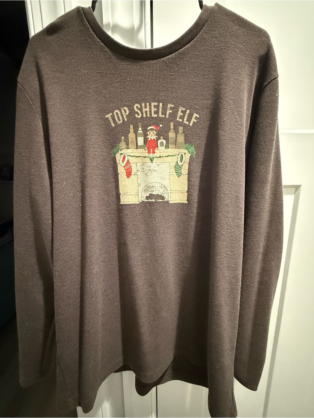 Bass Brown Waffle Knit Long Sleeve Top